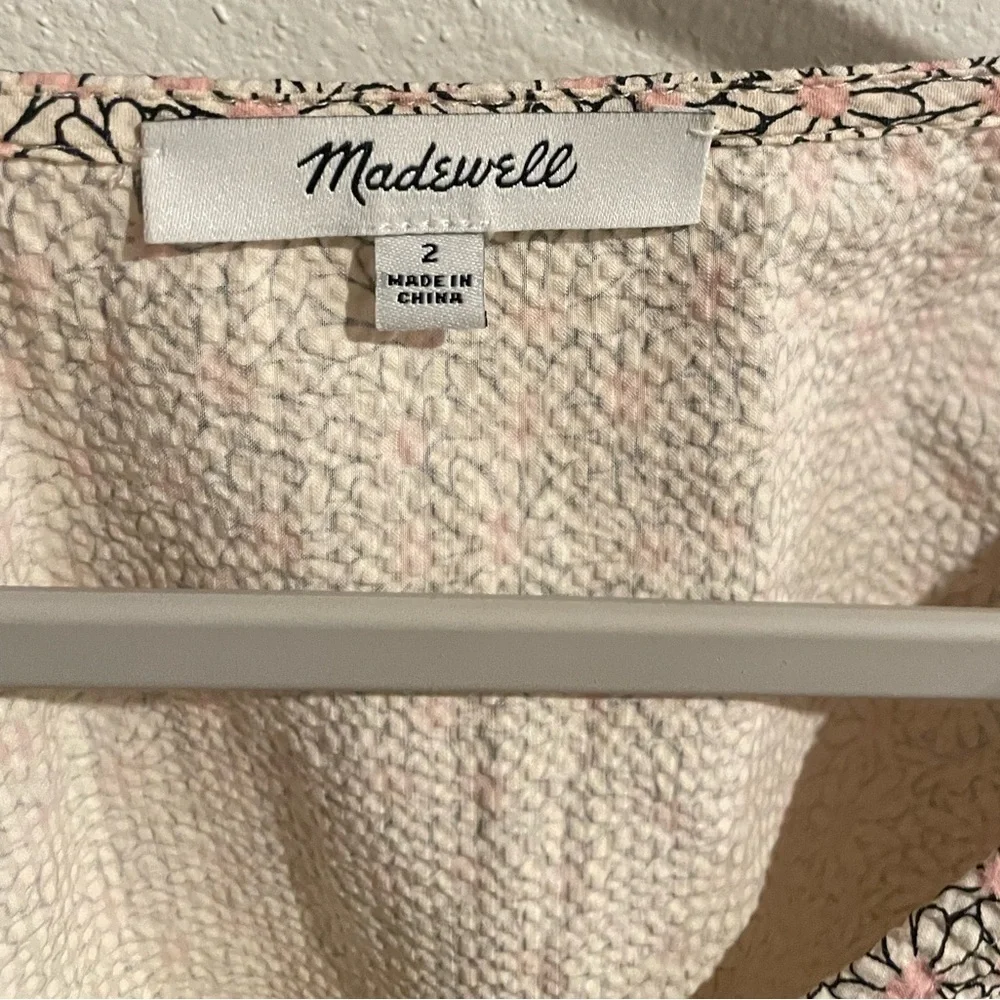 Madewell‎ florentine peplum top daisy patch puff sleeve blouse button Size 2